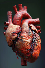 Realistic 3D Heart Model with Valves and Arteries, Generative AI - obrazy, fototapety, plakaty