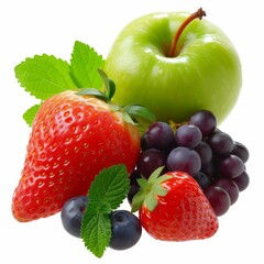 Studio Photography of a Collection of Fruit on a White Background for Cutout Designs, Fruit Marketing Photo
