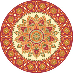 Rich onamental mandala in retro colors
