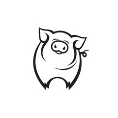monochrome illustration of pig isolated on white background