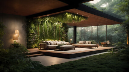 living room in the garden