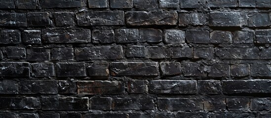 Fototapeta premium Dramatic Dark Bricks: A Blackened, Weathered Wall with Texture as a Captivating Background