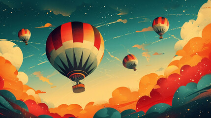 Fototapeta premium Dynamic Air balloon in the vibrant sky