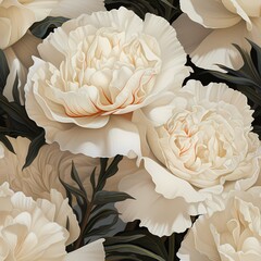 realistic pure white carnation illustration, floral background ,art pieces for wallpaper, background, wall art