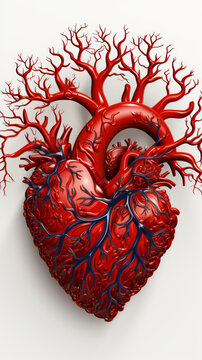 Detailed Anatomical Human Heart with Vein Tree

