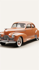 Classic Vintage Orange Car on a White Background

