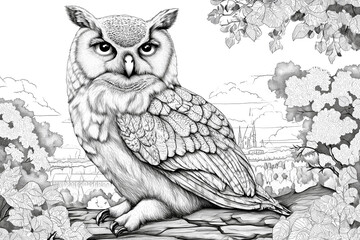 Coloring Page of an Owl, Animal Coloring Page