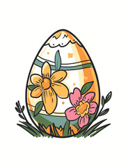 Vector cartoon Easter egg white background
