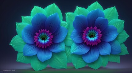 Colorful dahlia glowing flower floral Clipart, high quality resolution, beautiful flowers, 3d  design