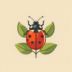 Fototapeta premium A logo illustration of a red ladybug on a green background. Created with generative AI.