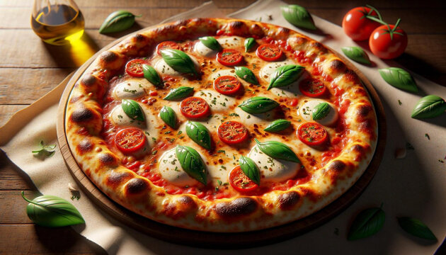 a glamorous image of Margherita Pizza