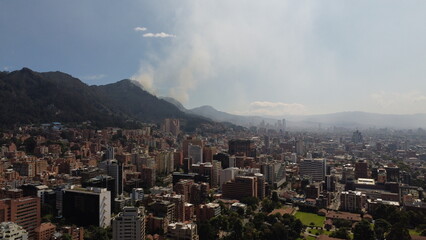 aerial view of parks and streets of the city of Bogota