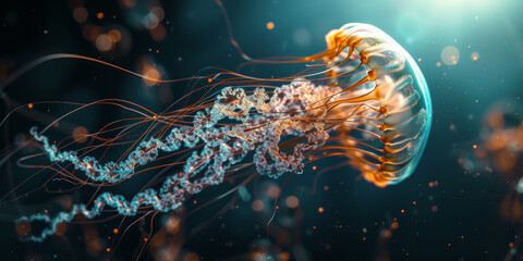 a jellyfish is floating in the ocean, generative AI