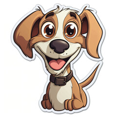 A Sticker Template of Dog Cartoon Character, Isolated.