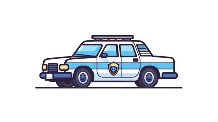 Line Icon Police Car for Web, White Background.
