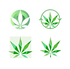 Cannabis marijuana hemp leaf logo and symbol. Marijuana dispensary logo. Hemp leaf, smokeshop. Medical marijuana. CBD oil, edibles. 
