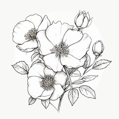 Rose Flowers Drawing and Sketch with Lin.