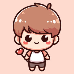 Free high quality design boy celebrate valentine day with holding love 
