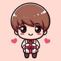 Free high quality design boy celebrate valentine day with holding love 