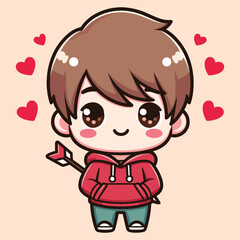 Free high quality design boy celebrate valentine day with holding love 