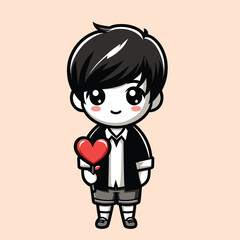 Free high quality design boy celebrate valentine day with holding love 