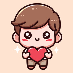 Free high quality design boy celebrate valentine day with holding love 