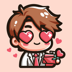 Free high quality design boy celebrate valentine day with holding love 