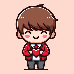 Free high quality design boy celebrate valentine day with holding love 