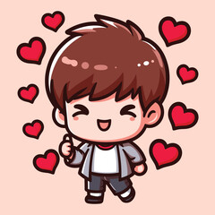 Free high quality design boy celebrate valentine day with holding love 