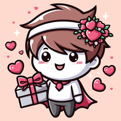 Free high quality design boy celebrate valentine day with holding love 