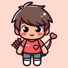 Free high quality design boy celebrate valentine day with holding love 