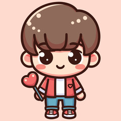 Free high quality design boy celebrate valentine day with holding love 