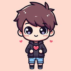 Free high quality design boy celebrate valentine day with holding love 