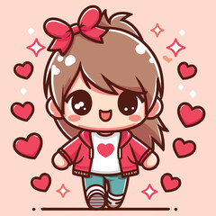 Free high quality design girl celebrate valentine day with holding love 