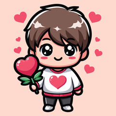 Free high quality design boy celebrate valentine day with holding love 