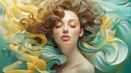 Portrait of a beautiful blonde woman with long curly hair. Beauty, fashion.