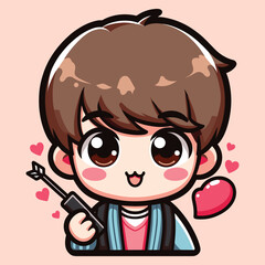 Free high quality design boy celebrate valentine day with holding love 