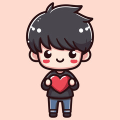 Free high quality design boy celebrate valentine day with holding love 