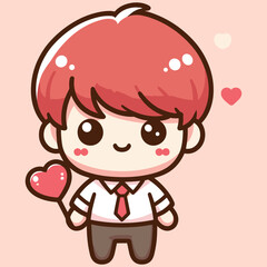 Free high quality design boy celebrate valentine day with holding love 