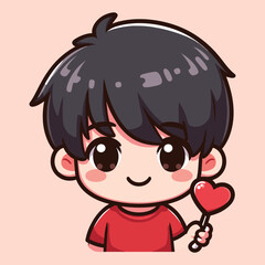 Free high quality design boy celebrate valentine day with holding love 