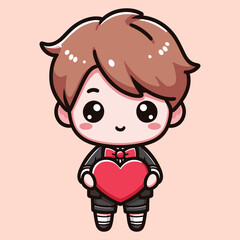 Free high quality design boy celebrate valentine day with holding love 