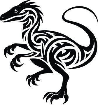 recommend clip art: modern tribal tattoo raptors, abstract line art of dinosaurs, minimalist contour. Vector