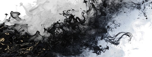 Black and white Acrylic color ink in water, Ink blot. Abstract background, isolated background, 