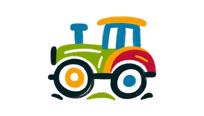 Tractor child drawing. Generative AI