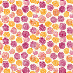Pink Yellow Red Doodle Swirl Dot Background Seamless Pattern