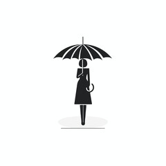 Simple logo of a woman under umbrella, flat style.