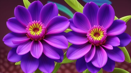 Obraz premium Colorful dahlia glowing flower floral Clipart, high quality resolution, beautiful flowers, 3d design