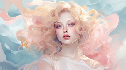 Naklejka premium Beautiful young woman with Beautiful hair. Portrait of a beautiful girl with flying hair