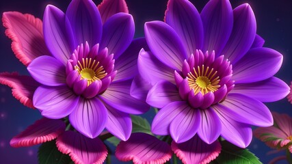 Obraz premium Colorful dahlia glowing flower floral Clipart, high quality resolution, beautiful flowers, 3d design