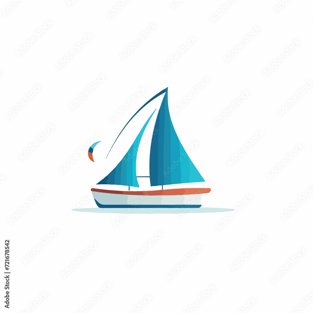 Wall mural boat in cartoon, doodle style. image for t shirt. isolated 2d vector illustration in logo, icon, ske